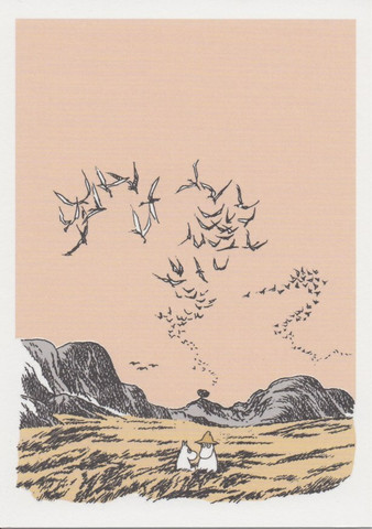 Moomins - Moominpappa and Moomin in the meadow