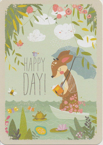 Deer with parasol and book