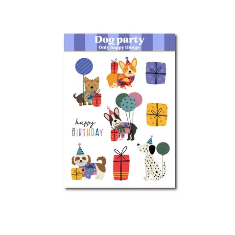 Only Happy Things - Dog party (A6 sticker sheet)