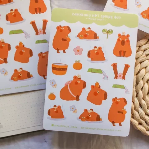 BlossomBujo Store - Capybara hot spring day (sticker sheet)