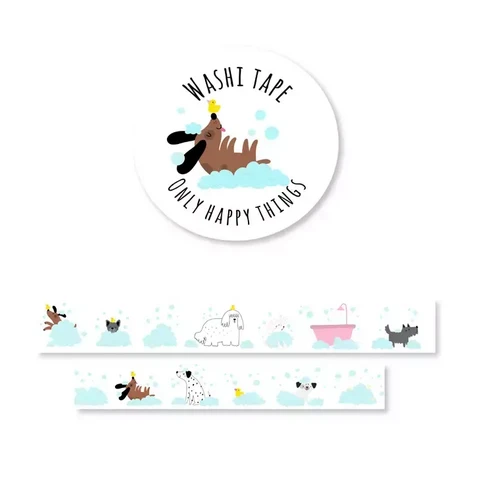 Only Happy Things washitape - Bathtime dogs (1.5cm x 10m)