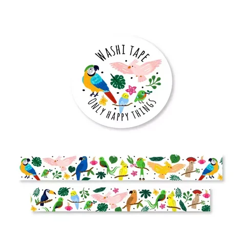 Only Happy Things washiteippi - Trooppiset linnut (1.5cm x 10m)