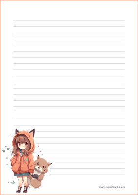 Animetyttö - kirjepaperit (A4, 10s) #1