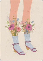 Two bouquets of flowers in the socks