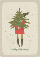 Woman carries the Christmas tree