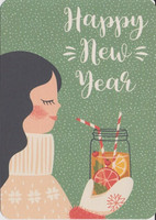 Happy New Year nainen ja juoma