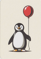 Penguin with red balloon