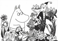 Black and white Moomins - Moominmamma and Fillyjonk