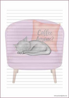 Cat on chair - writing papers (A4, 10s)
