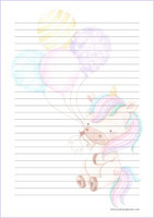 Unicorn and balloons #1 - writing papers (A4, 10s)
