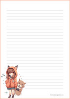 Anime girl - writing papers (A5, 10s) #1