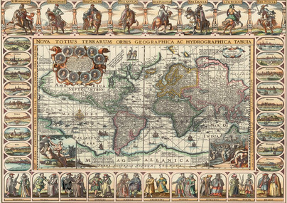 Ancient World Map, 1000 palaa