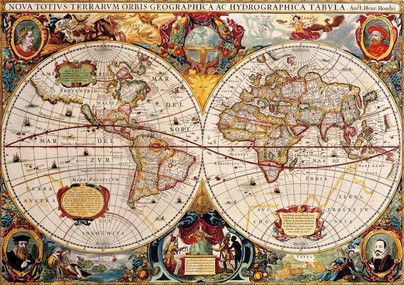 Antique World Map, 1000 palaa