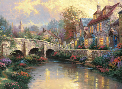Thomas Kinkade: Cobblestone Brooke, 1000 palaa