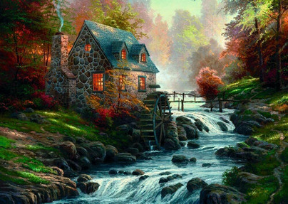 Thomas Kinkade: cobblestone Mill, 1000 palaa