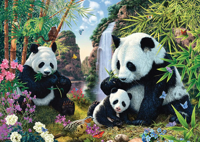 Panda Family by the Waterfall, 500 palaa
