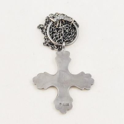 Turun Hopea oy, Finland. Cross -pendant + chain, Silver