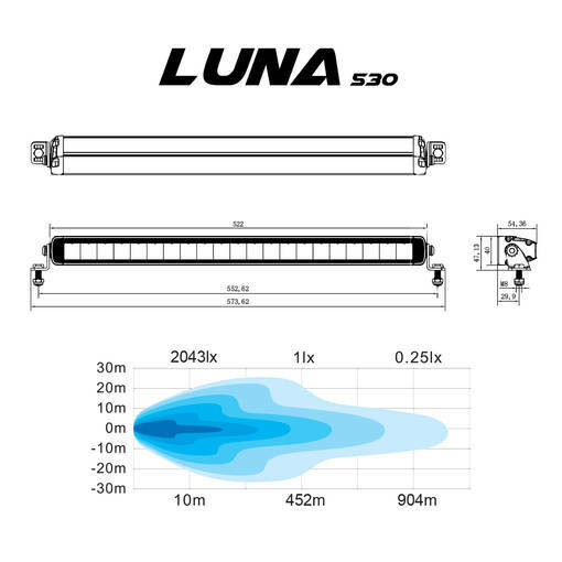 Lisävalo Walonia Luna 530 522mm 49W Ref. 50