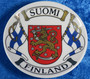 Seinälautanen 10cm Suomi-Finland, liput vaakunalla, aitokulta