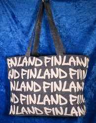 Ostoskassi FINLAND iso farkkukassi, tummempi. Canvas bag large