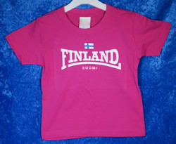 T-paita lasten Suomi-Finland  74-140cm kids, fuksian punainen