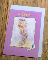 Postikortti ja kirjekuori: Äidille, merenneito ja lapsimerenneito rannalla  (äitienpäiväkortti) mäi1
