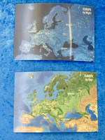 3D-postikortti Euroopan kartta jossa vaihtuu päivä- ja yökuva