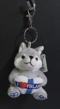 Avaimenperä pehmolelu husky ja sydäntyyny