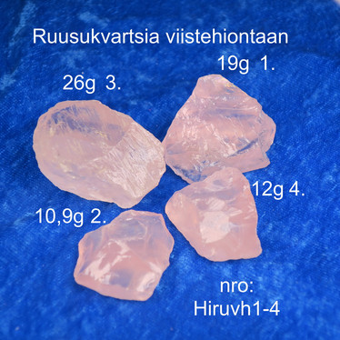 Ruusukvartsi viistehiontaan raaka, extra hieno 12g nro hiruvh4