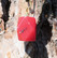 Riipus punainen synteettinen aventuriini 20x14mm zirkonikoristein RIA1