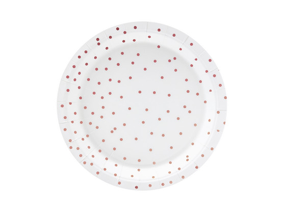 Polka Dots pisteet valko-ruusukulta | lautanen 6 kpl 18cm