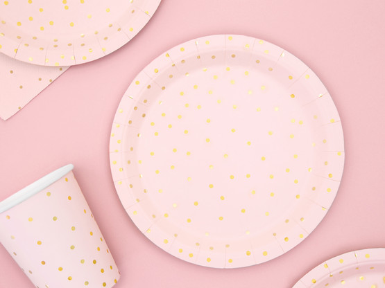 Polka Dots pisteet vaaleanpunainen-kulta | lautanen 6 kpl 18cm