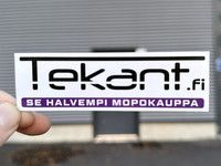 Tekant.fi tarra, valko/musta/violetti 10cm x 3cm