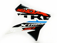 Etukatteen tarra (puna/valko/musta, oikea), Derbi Senda DRD X-Treme 10-17