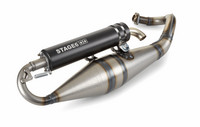 Stage6 Pro Replica MK2 tehopakoputki + musta äänenvaimennin, Aprilia/Piaggio/Gilera skootterit