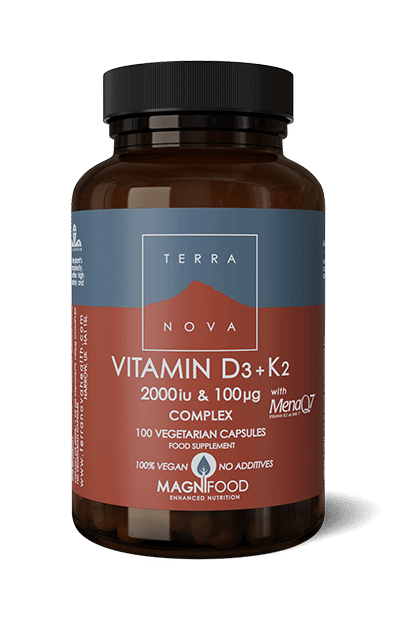 Terranova D3- ja K2-vitamiini yhdessä 50 vegekaps.
