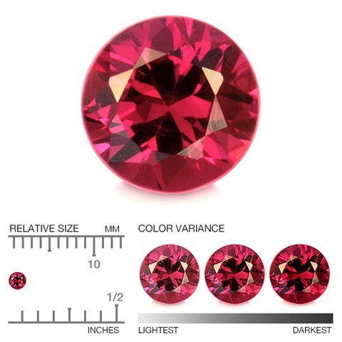 Rubiini  briljantti 2,2mm / VVS