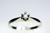 18ct valkokultainen kirkas timanttisormus 0,09ct / 2,9mm