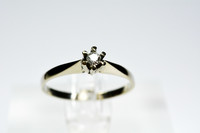 18ct valkokultainen kirkas timanttisormus 0,09ct / 2,9mm