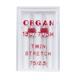 Organ Twin Stretch 75/2,5 kaksoisneula 2kpl/pkt