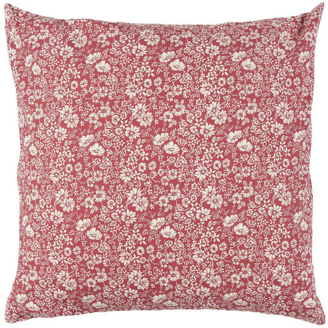 Ib Laursen tyynynpäällinen 50x50 cm Agnete vadelmanpunaisella pohjalla beigejä kukkia