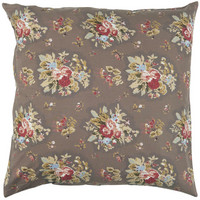 Ib Laursen tyynynpäällinen 50x50 cm Astrid ruskea , punaisia ja sinisiä kukkia