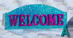 Welcome - Glitter ovikyltti (vaihtuvia kuoseja)