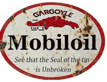 Huoltoasema Mobil peltikyltti
