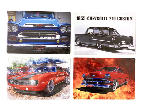 Nostalgisia  Chevrolet peltikylttejä 36 kpl 2,50€ kpl Lajitelma 2