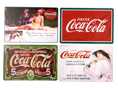 Nostalgisia Coca-Cola peltitauluissa 24kpl 2,50€ kpl. Lajitelma 1