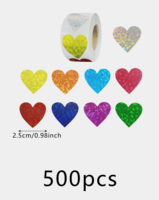Sydän tarrarulla hologram 500kpl