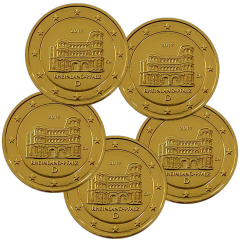 Saksa 2 € 2017 Rheinland-Pfalz A-J kullattu