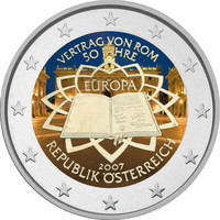 Suomi 2 € 2007 Rooman Sopimus väritetty