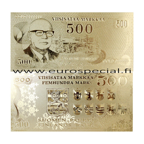 Suomi 500 markkaa 1975 Kekkonen 24k kultaus